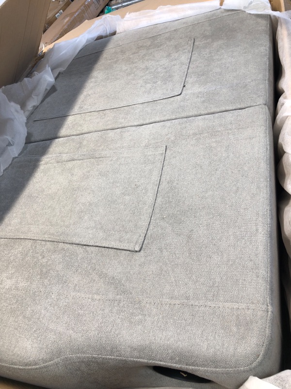 Photo 2 of *incomplete* GAOPAN Modern Linen Sectional Sleeper Sofa Bed Convertible L-Shape Couch with Storage Chaise Lounge,Side Pockets,Cup Holders,2 Pillows for Living Room Apartment Furniture, Light Gray *box 3 of 3* 
