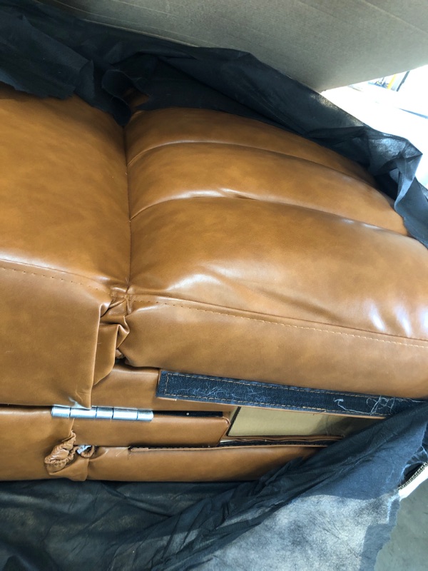Photo 1 of ***INCOMPLETE*** Novogratz Brittany Camel Faux Leather Convertible Futon