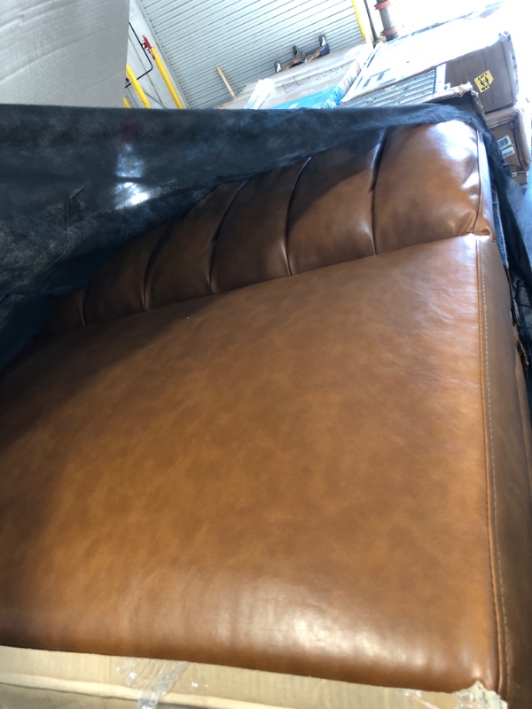 Photo 5 of ***INCOMPLETE*** Novogratz Brittany Camel Faux Leather Convertible Futon