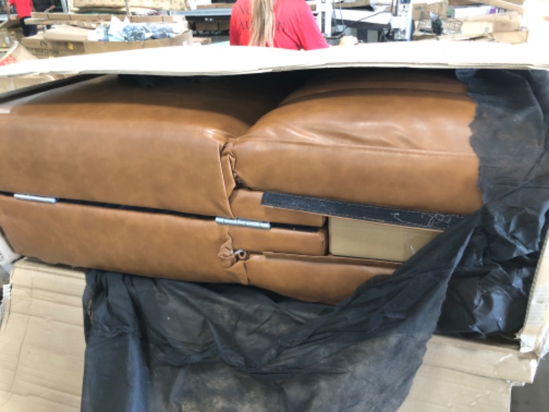 Photo 2 of ***INCOMPLETE*** Novogratz Brittany Camel Faux Leather Convertible Futon