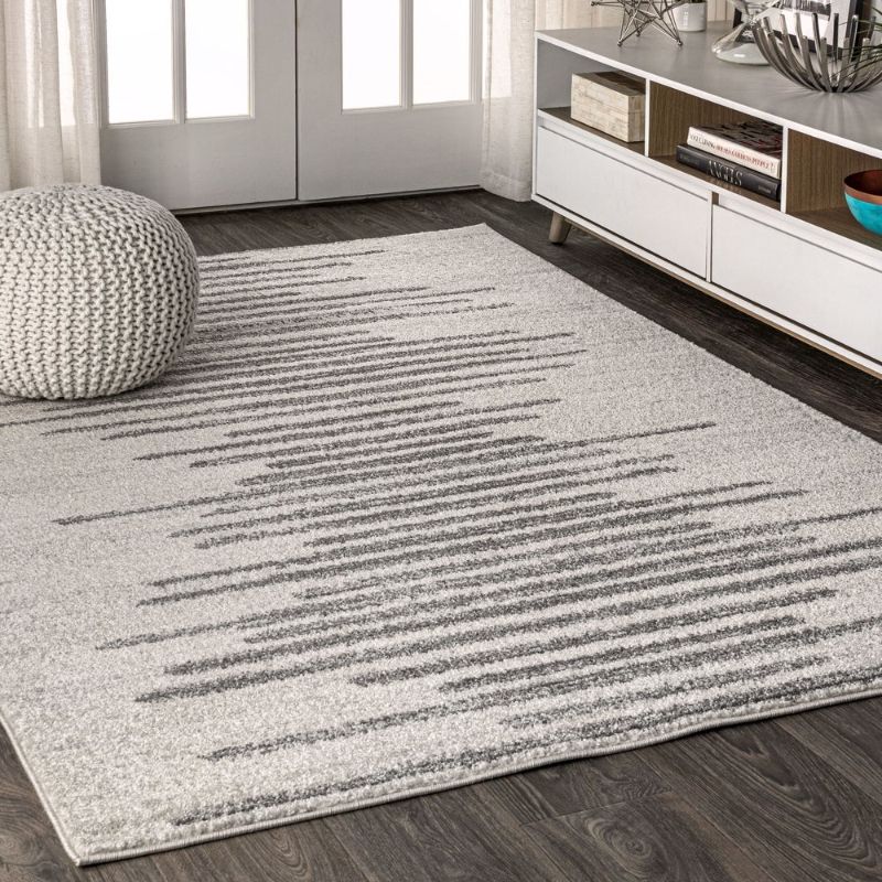 Photo 1 of 8 X10 Aya Berber Stripe Geometric Area Rug Cream/Gray - JONATHAN Y
