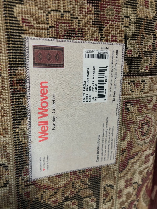 Photo 3 of Barclay Medallion Kashan Red 3 ft. x 10 ft. Traditional Runner Rug