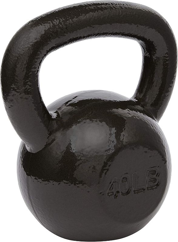 Photo 1 of Amazon Basics Cast Iron Kettlebell with Enamel Finish, 40-Pound, Black
