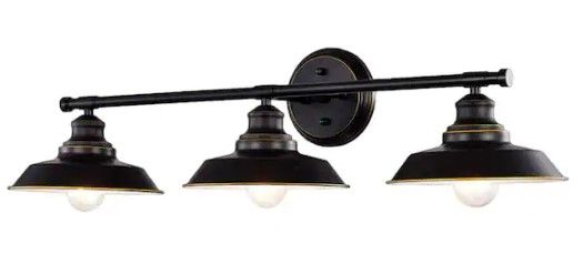 Photo 1 of (SCRATCHED) 3-Light 32.25 in. Steel Matte Black Wall Light Sconce with White Interior Shade
