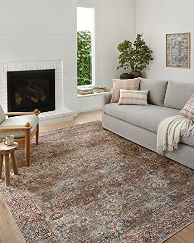 Photo 1 of Amber Lewis X Loloi Billie Collection BIL-04 Aqua / Rust, Traditional 6'-0" X 9'-0" Area Rug
