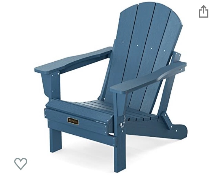 Photo 1 of (BROKEN OFF COMPONENT; MISSING HARDWARE) Folding Adirondack Chair Patio Chair Lawn Chair Outdoor Adirondack Chairs Weather Resistant for Patio Deck Garden, Backyard Deck, Fire Pit - Blue