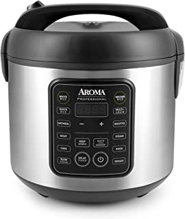 Photo 1 of (DENTED/DAMAGED SIDE) Aroma Housewares ARC-5200SB 2O2O Model Rice & Grain Cooker, Sauté, Slow Cook, Steam, Stew, Oatmeal, Risotto, Soup, 20 Cup 10 Cup uncooked, Stainless Steel
