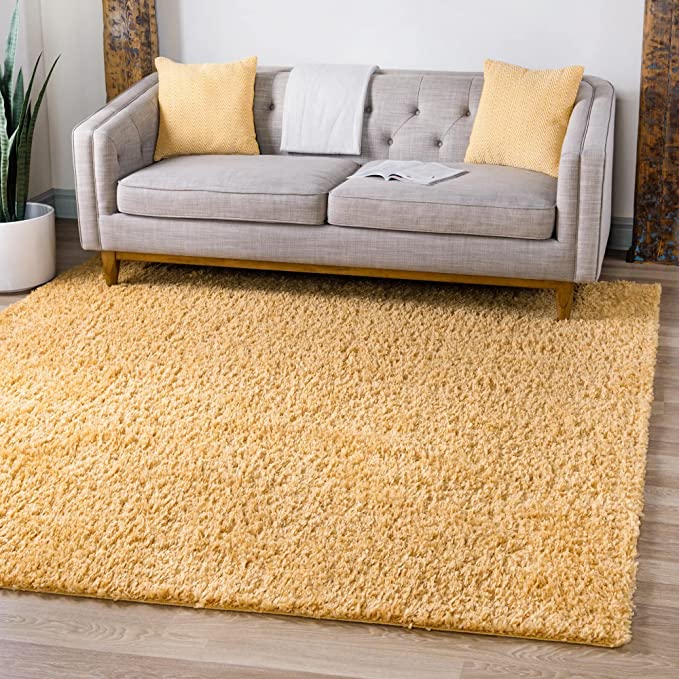 Photo 1 of \ Soft & Cozy Shag Area Rug, 8 ft x 10 ft, Sunglow