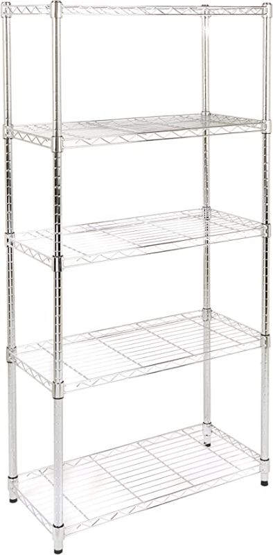 Photo 1 of **MISSING PARTS**Amazon Basics 5-Shelf Adjustable, Heavy Duty Storage Shelving Unit (350 lbs loading capacity per shelf), Steel Organizer Wire Rack, Chrome (36L x 14W x 72H)
