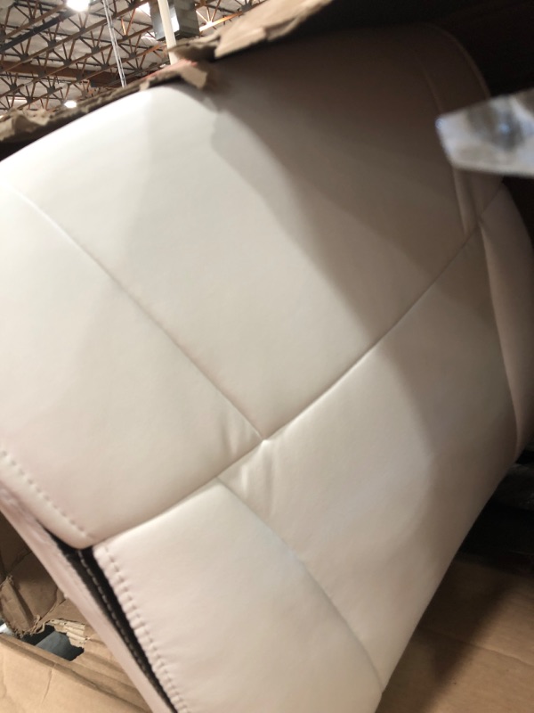 Photo 3 of  Mid-Back White LeatherSoft Executive Swivel Office Chair with Padded Arms