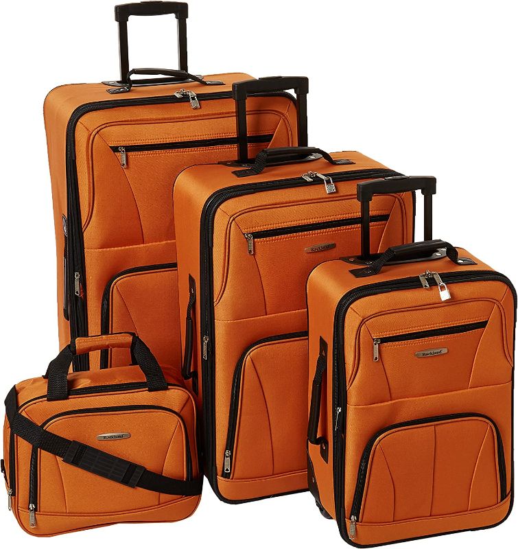 Photo 1 of Rockland Journey Softside Upright Luggage Set, Orange, 4-Piece (14/19/24/28)
