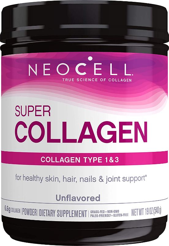 Photo 1 of  EXP 7/22 NeoCell Super Collagen Powder, 19oz, Non-GMO, Grass Fed, Paleo Friendly, Gluten Free, Collagen Peptides Types 1 & 3 for Hair, Skin, Nails and Joints (Packaging May Vary), 82 Servings