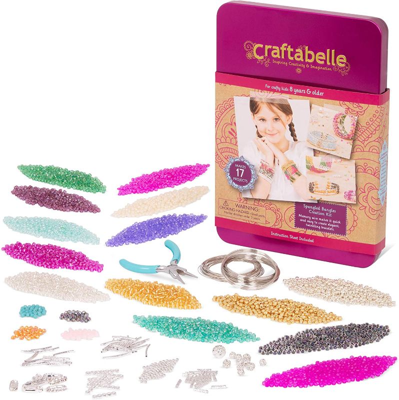 Photo 1 of Craftabelle – Spangled Bangles Creation Kit – Bracelet Making Kit – 366pc Jewelry Set with Memory Wire – DIY Jewelry Kits for Kids Aged 8 Years +