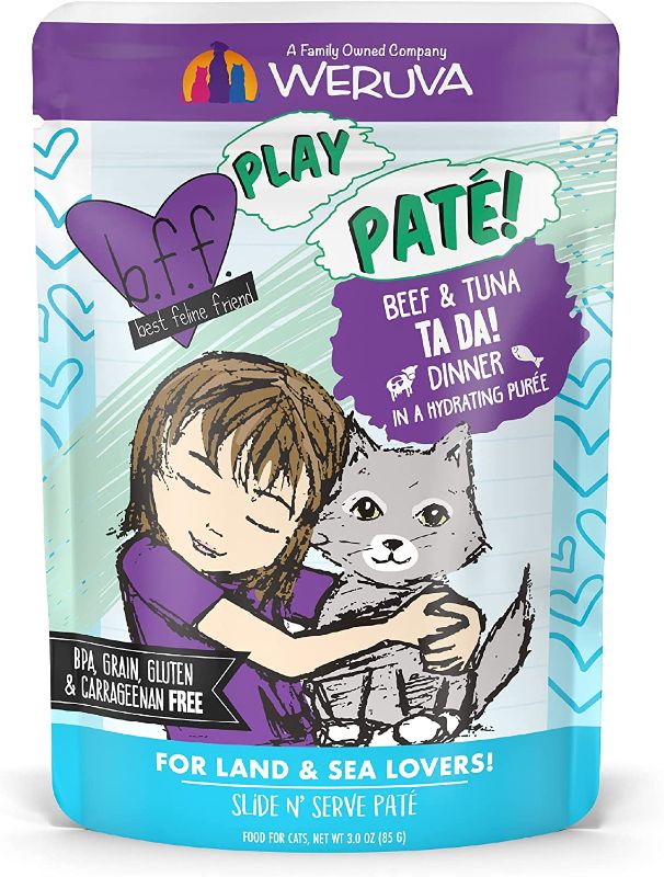 Photo 1 of 12 B.F.F. Play - Best Feline Friend Pate Lovers Aw Yeah! Grain-Free Natural Wet Cat Food Pouches EXP 6/23