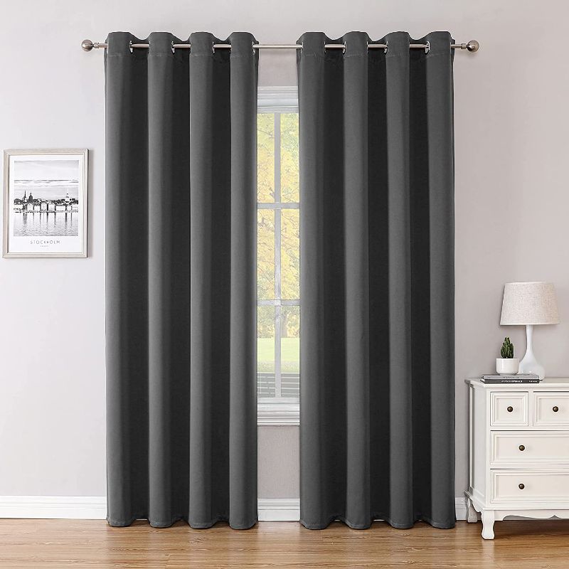 Photo 1 of Apriko Blackout Curtains 84 inch Length - Thermal Insulated Room Darkening Curtains 2 Panels for Living Room/Grommet Top/Dark Grey/52x84 inch