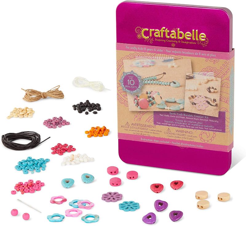 Photo 1 of Craftabelle – Earth Craft Bracelets Creation Kit – Bracelet Making Kit – 357pc Jewelry Set with Beads & Shells – DIY Jewelry Kits for Kids Aged 8 Years (2)