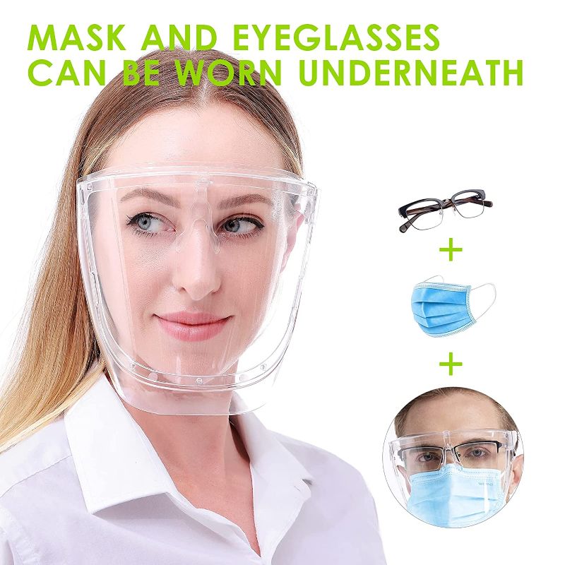 Photo 1 of 4 Pack Clear Safety Face Shield Glasses, Super Lightweight High-Definition Reusable Transparent Shield, Protective Anti-Fog Shields?4pcs Frames with 20pcs Replaceable Visors