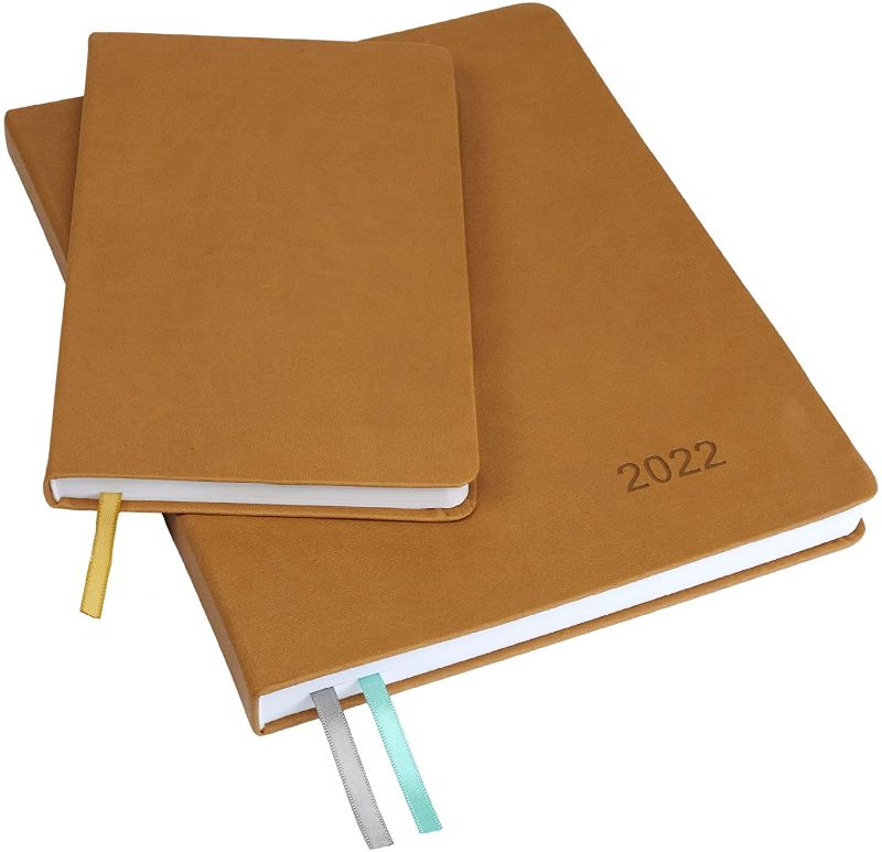 Photo 1 of 2022 Planner: Extra Thick Paper 8"x10" Resolute Planner with, 14 Months (November 2021 Through December 2022) Weekly Calendar/Weekly Planner Organizer with 5"x8" Journal (Brown)