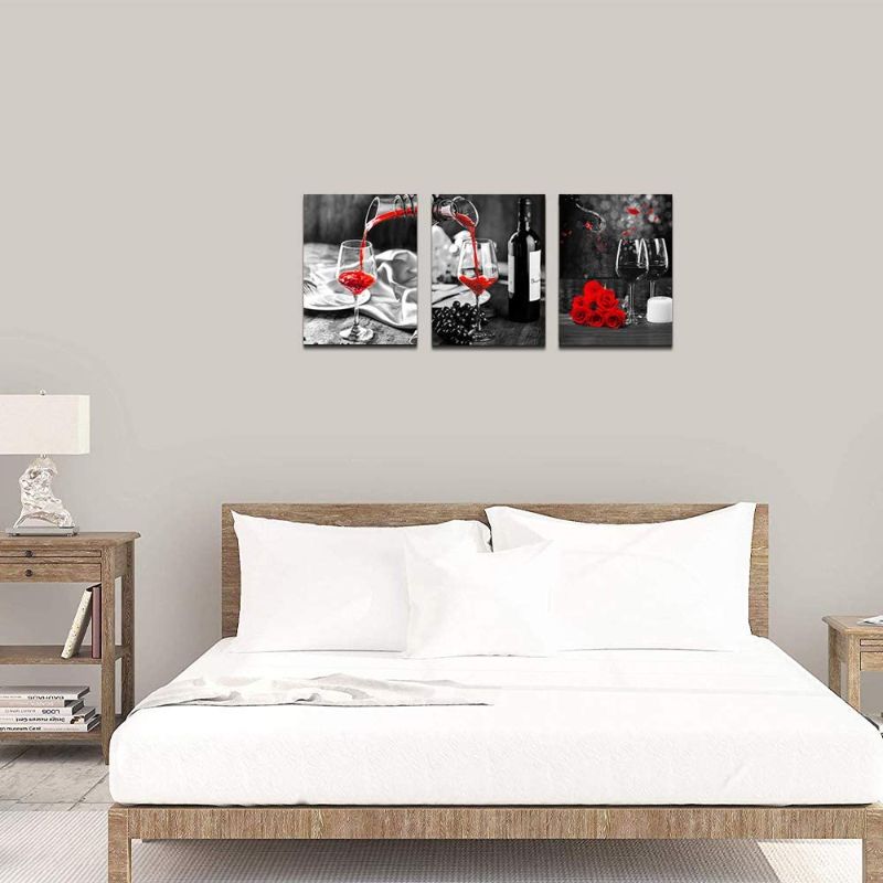 Photo 1 of 
Kitchen Wall Art For Dining Room Wall Decor Still Life Black And White Canvas Art Prints Wine Barrel Bar Red Rose Painting Modern Family Wall Decorations...