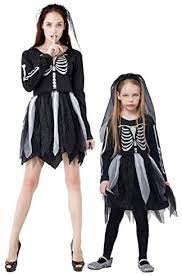 Photo 1 of 
IKALI Girls Skeleton Costumes Scary Halloween Costume Zombie/Ghost Costume for World Book Day Carnival Party  4-6Y