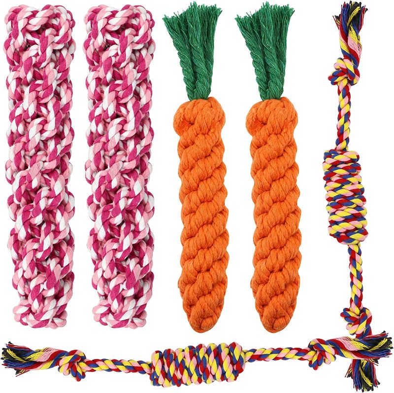 Photo 1 of 6 Pieces Dog Chew Toy Set, Dog Teething Chew Toys, Pet Dog Toothbrush Chew Toys Cute Teeth Cleaning Toys for Dogs