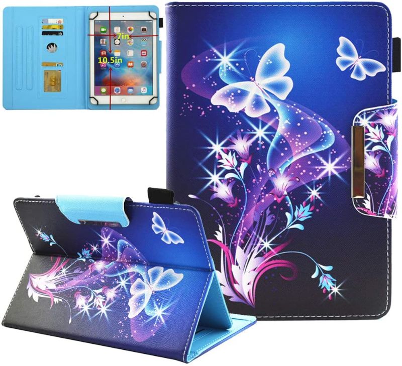 Photo 1 of 9.5-10.5 inch SAMSUNG Tablet Universal Case, JZCreater Protective Cover Stand Folio Case for 9 10 10.1 Inch Android Touchscreen Tablet, Purple Butterfly