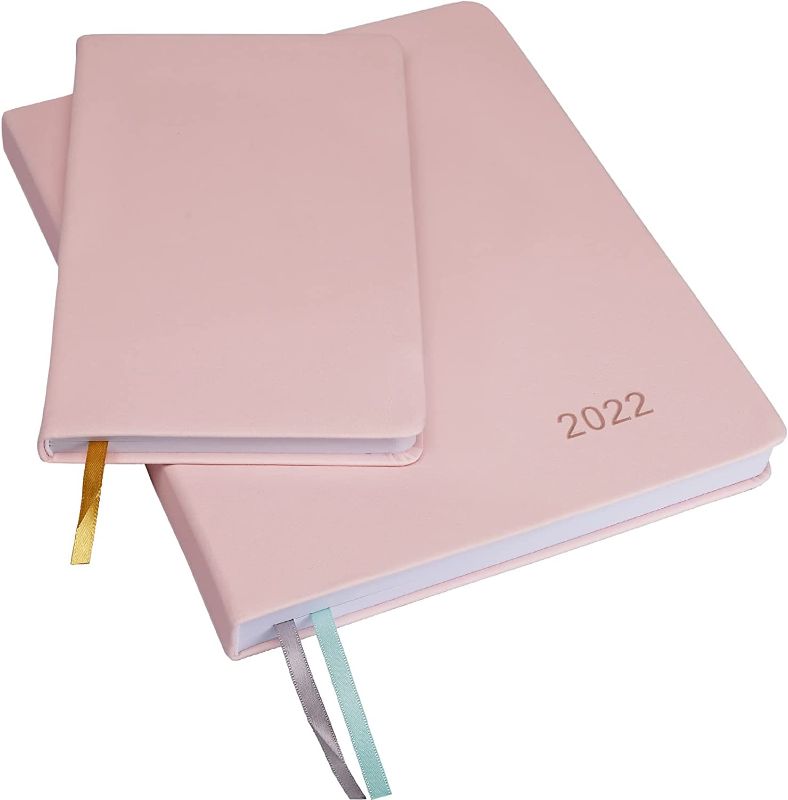 Photo 1 of Global Printed Products 2022 Planner: Extra Thick Paper 8"x10" Resolute Planner with, 14 Months (November 2021 Through December 2022) Weekly Calendar/Weekly Planner Organizer with 5"x8" Journal (Pink)