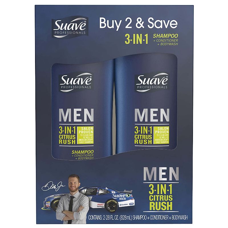 Photo 1 of Suave Men 3 in 1 Shampoo Conditioner Body Wash, Citrus Rush, 28 oz, 2 count