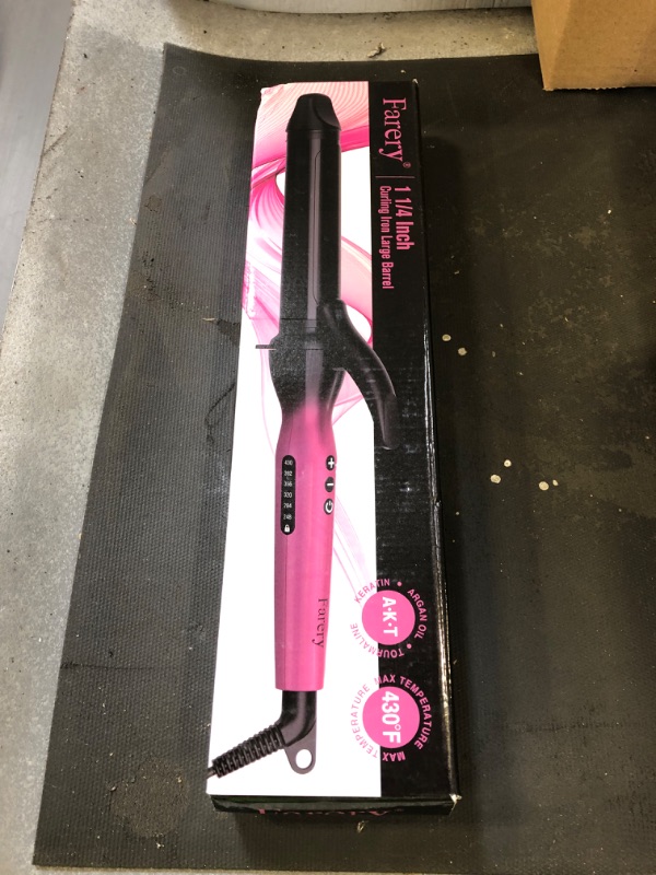 Photo 2 of FARERY 1.25 Inch Curling Iron for Polished and Loose Curls, Tourmaline Ceramic Curling Iron Wand 1 1/4 Inch with Keratin&Argan Oil Infused, 6 Adjustable Temp Hair Curling Iron with Auto Shut-Off