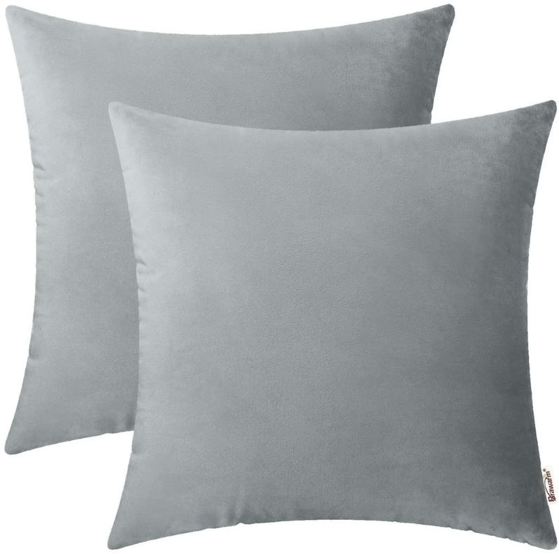 Photo 1 of Decorative Velvet Pillow Covers 18 x 18 Inches silver grey, 2 Pack Soft silver grey Velvet Throw Pillows for Living Room Garden Couch Bed Sofa