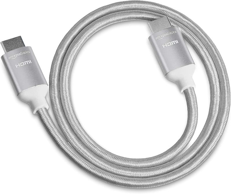 Photo 1 of  3 Packs of Amazon Basics 10.2 Gbps High-Speed 4K HDMI Cable with Braided Cord, 3-Foot, Silver