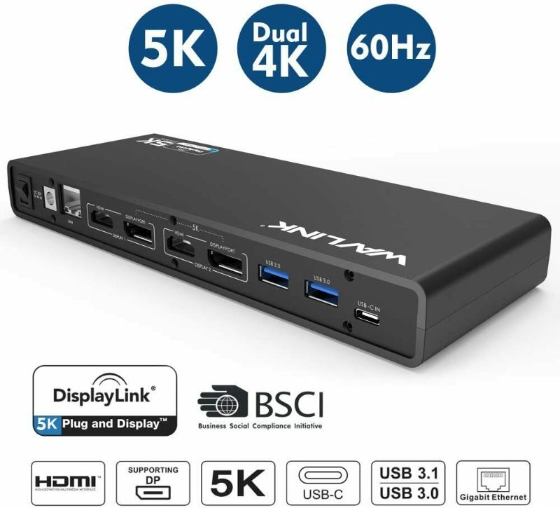 Photo 1 of New Wavlink Universal USB-C/3.0 Ultra 4/5K Dual Video Docking Station HDMI RJ45