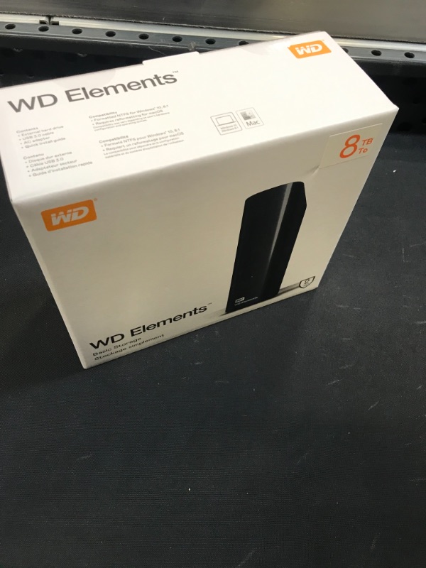 Photo 1 of WD 8TB Elements Desktop Hard Drive HDD, USB 3.0, Compatible with PC, Mac, PS4 & Xbox - WDBWLG0080HBK-NESN
