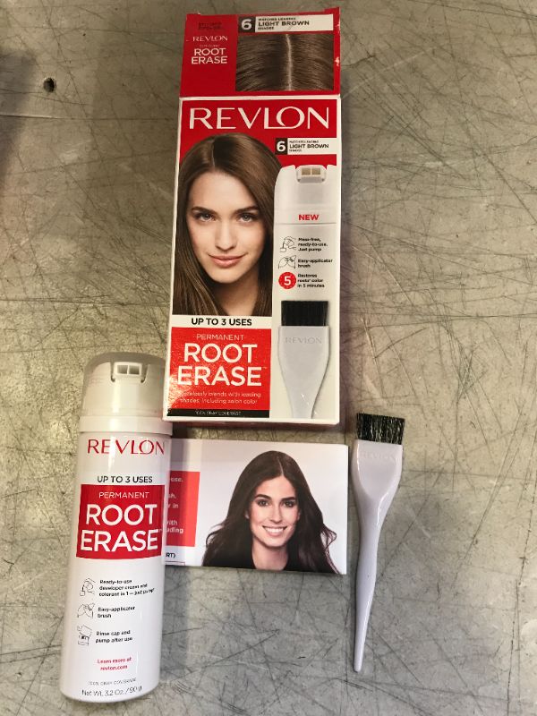 Photo 2 of Revlon Root Erase Permanent Hair Color, Touchup Dye, 100% Gray Coverage, 6 Light Brown
