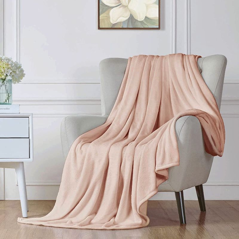 Photo 1 of Walensee Fleece Blanket Plush Throw Fuzzy Lightweight (Queen Size 90x90 Dusty Pink/Peach/Rose Pink Gold) Super Soft Microfiber Flannel Blankets for Couch, Bed, Sofa Warm and Cozy for All Seasons
