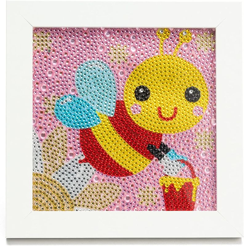 Photo 1 of BeYumi Bee Diamond Painting by Number Kits with Wooden Frame Easy to DIY Mosaic Making Art Crafts Honey Bee Summer Décor for Home Table 6x6 Inch