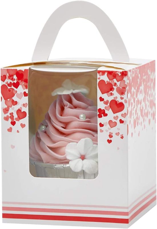Photo 1 of Yotruth Valentines Heart Cupcake Boxes Pink 25 Sets Easy Assembly with Insert