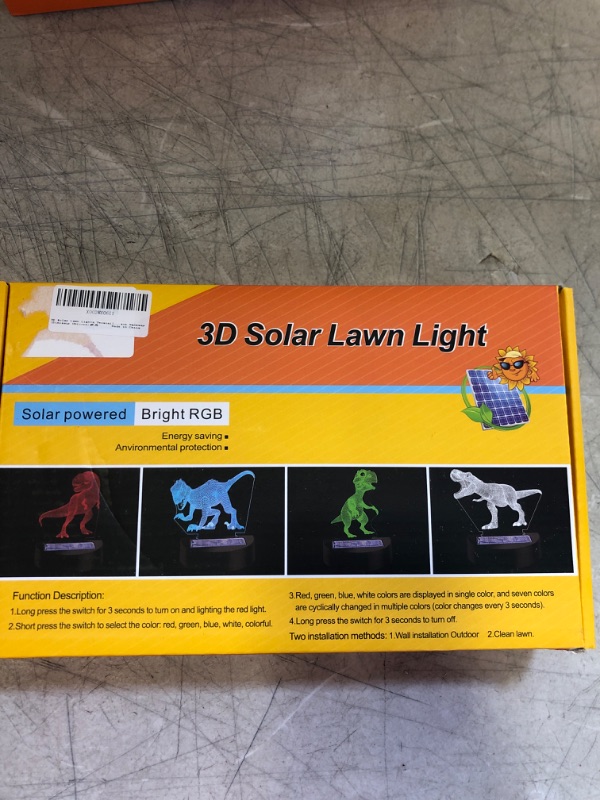 Photo 2 of 3D Solar Lawn Lights,Twosnails LED Outdoor Solar Lights Decorative 5 Colors Changing as Gifts for Kids Girls Boys, Beautiful Solar Flower Lights for Pathway Patio Yard Deck Walkway (Dinosaur Unicorn)
