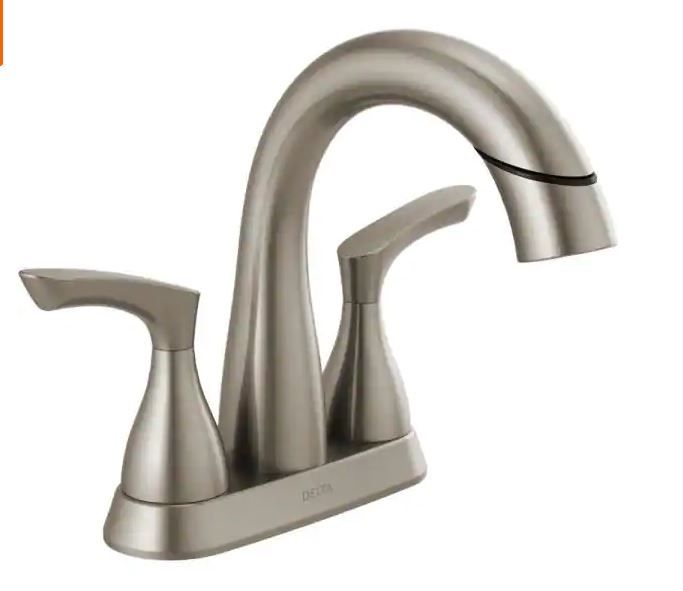 Photo 1 of Broadmoor 4 in. Centerset 2-Handle Pull-Down Spout Bathroom Faucet in SpotShield Brushed Nickel
