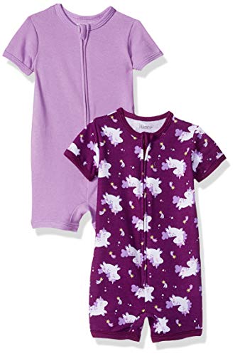 Photo 1 of Hanes Ultimate Baby Zippin 2 Pack Rompers, Purple Unicorn, 3-6 months 