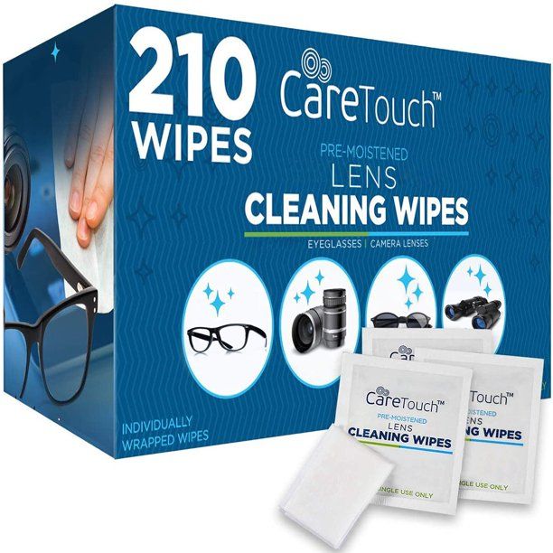 Photo 1 of 
Care Touch Lens Wipes for Eyeglasses | Individually Wrapped Eye Glasses Wipes | 210 Pre-Moistened Lens Cleaning Eyeglass Wipes