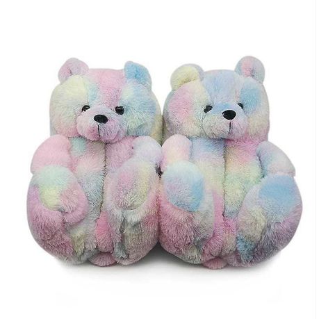 Photo 1 of Guluman Plush Teddy Bear Cartoon Slippers for Women/Girl Home Indoor Soft Anti-Slip Faux Fur Cute Warm Slippers Winter Shoes Brown
