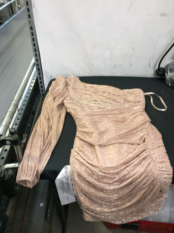Photo 1 of BCBGMAXAZRIA Women's Mini Dress with One Long Relaxed Sleeve
SIZE S (MINOR STICHING)