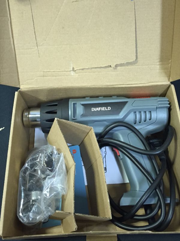 Photo 5 of 1850W Heat Gun Variable Temperature Settings 112?~1202??44?- 650??, DIAFIELD Fast Heat Hot Air Gun, Durable& Overload Protection, with 4 Nozzels for Shrink Wrap,Vinyl, Crafts, Epoxy Resin
