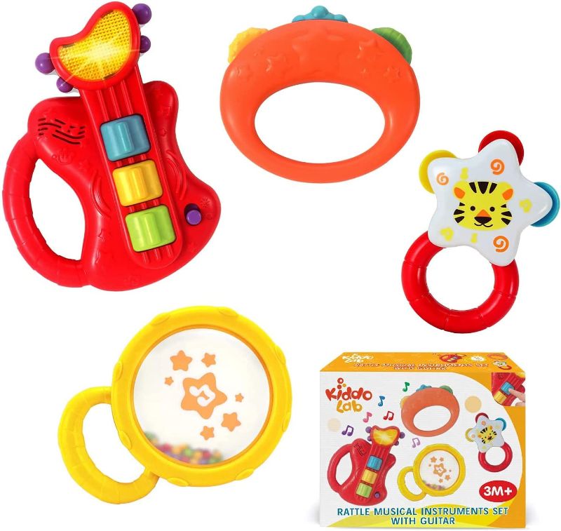 Photo 1 of KiddoLab Baby Rocker Musical Kids Guitar Instruments Set with Electric Toy Guitar and Rattles. Baby Guitar Toys for Early Development and Music Educational Learning. 3 Months and Older
