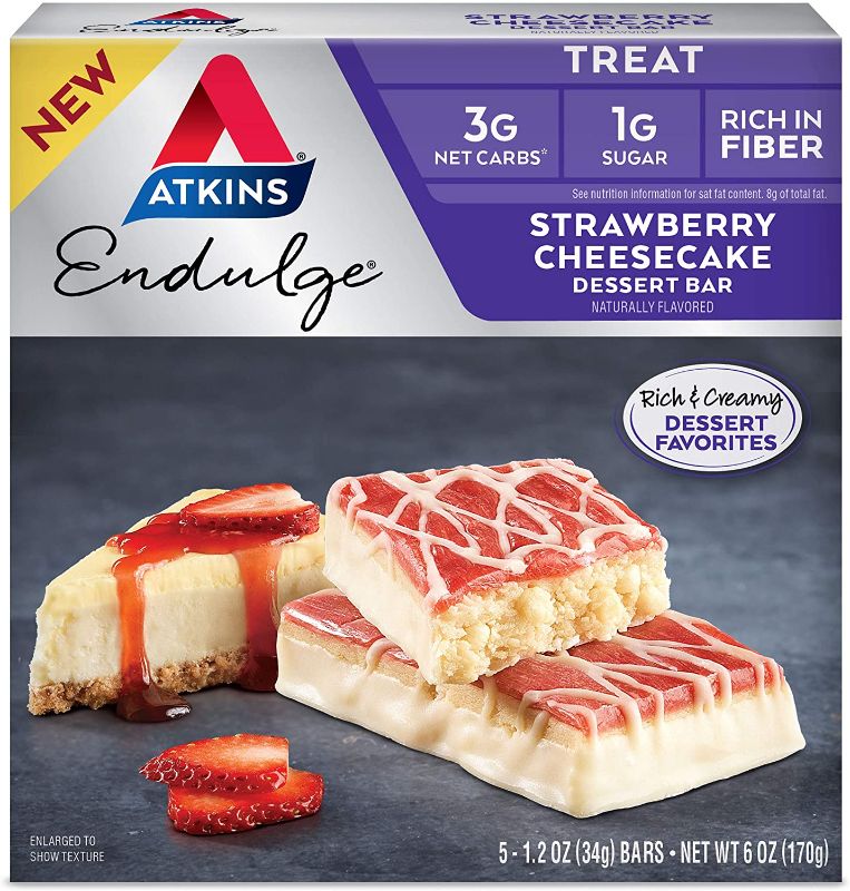 Photo 1 of Atkins Endulge Treat Strawberry Cheesecake Dessert Bar, 6 Ounce PACK OF 6 EXP 8/22
