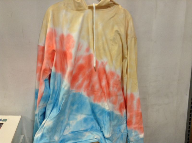 Photo 1 of ReachMe Womens Long Sleeve Tie Dye Printed Hoodies Casual Oversized Hooded Pullover Tops with Pocket XL 
