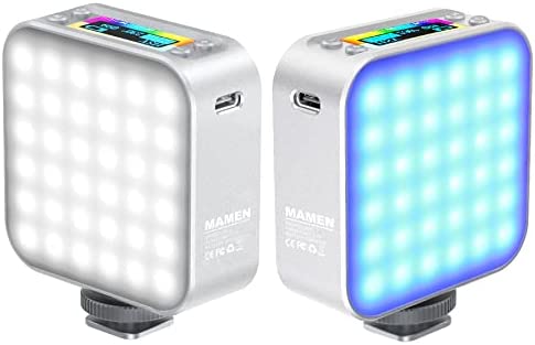 Photo 1 of MAMEN RGB Video Lights, LED Camera Light for Broadcast Lighting Kit, Live Streaming, Video Conferencing, Zoom Webcam, 2500mAh Rechargeable CRI 96+ 2500-9000K Dimmable Double Panel Lamp
