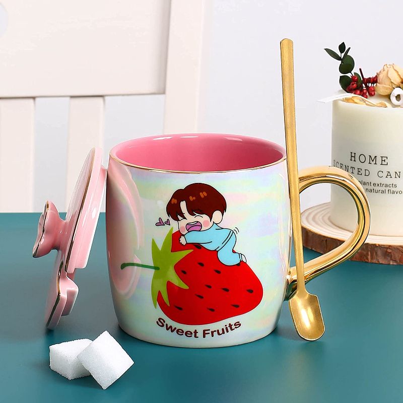 Photo 1 of Cute Coffee Mugs for Women Cute Mugs Ceramic Strawberry Coffee Mugs Teacups Coffee Christmas Mug Gifts for Women Lovers Friends
