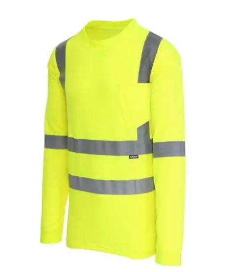 Photo 1 of Men's Large Hi-Visibility Yellow ANSI Class 3 Long Sleeve Shirt
